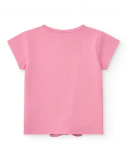T-shirt rose pour fille avec glace, cœurs et nœud décoratif