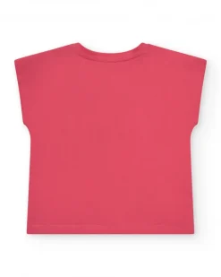 T-shirt rose pour fille avec poisson et détails marins