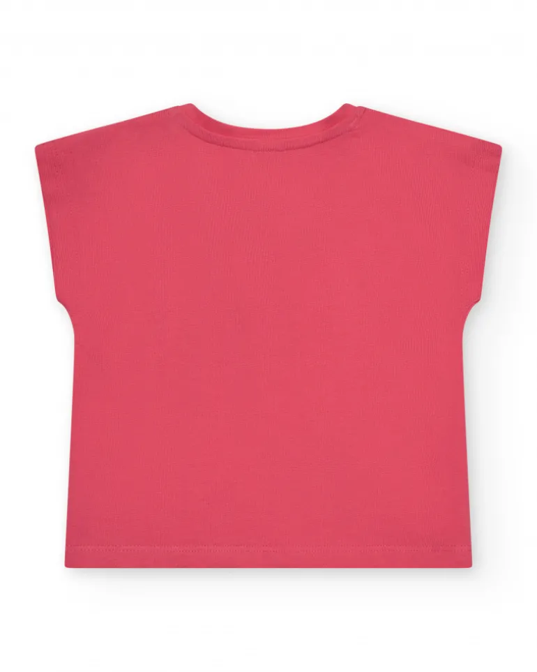 T-shirt rose pour fille avec poisson et détails marins