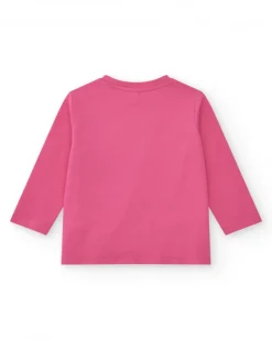 T-shirt rose pour fille avec étoiles et formes géométriques