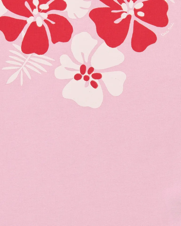 T-shirt rose pour fille avec imprimé floral et fermeture à l’