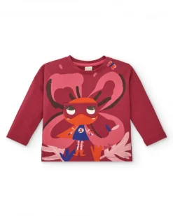 T-shirt rouge pour fille avec imprimé super-héros de la collection Super Natural