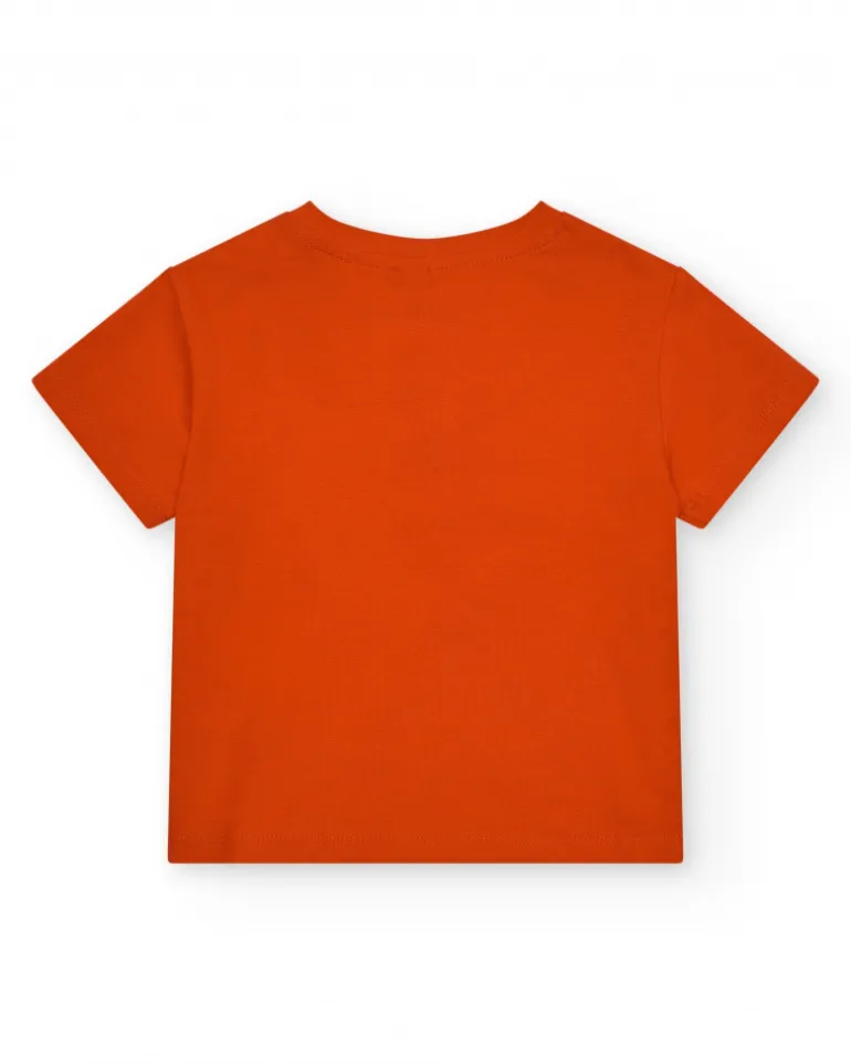 T-shirt rouge pour fille avec imprimé d'oiseau