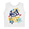 T-shirt sans manches blanc pour fille avec phrase "MISS DAISY"