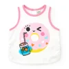 T-shirt sans manches blanc pour fille avec bordures roses et boutons arrière