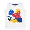 T-shirt sans manches blanc pour garçon avec imprimé coloré
