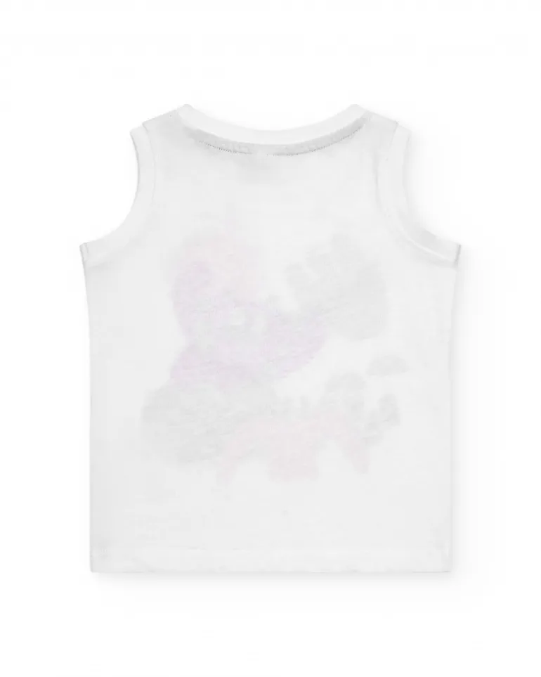 T-shirt sans manches blanc pour garçon avec imprimé coloré