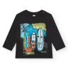 T-shirt sans manches bleu pour garçon avec imprimé