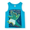 T-shirt sans manches bleu pour garçon avec imprimé de crocodile