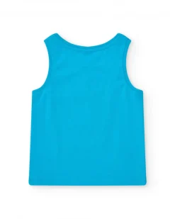 T-shirt sans manches bleu pour garçon avec imprimé de crocodile