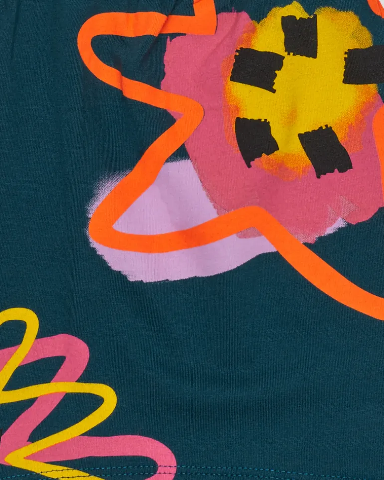 T-shirt sans manches vert pour fille avec imprimé et fermeture arrière