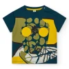 T-shirt vert et jaune pour garçon avec design de lunettes