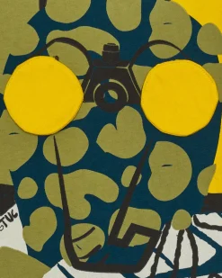 T-shirt vert et jaune pour garçon avec design de lunettes