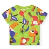 T-shirt vert pour garçon avec perroquets multicolores