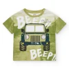 T-shirt vert pour garçon avec imprimé de jeep
