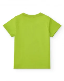 T-shirt vert pour garçon avec phrase "Keep Calm in the Jungle"