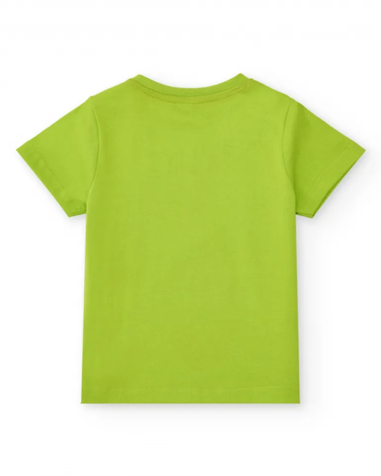 T-shirt vert pour garçon avec phrase "Keep Calm in the Jungle"
