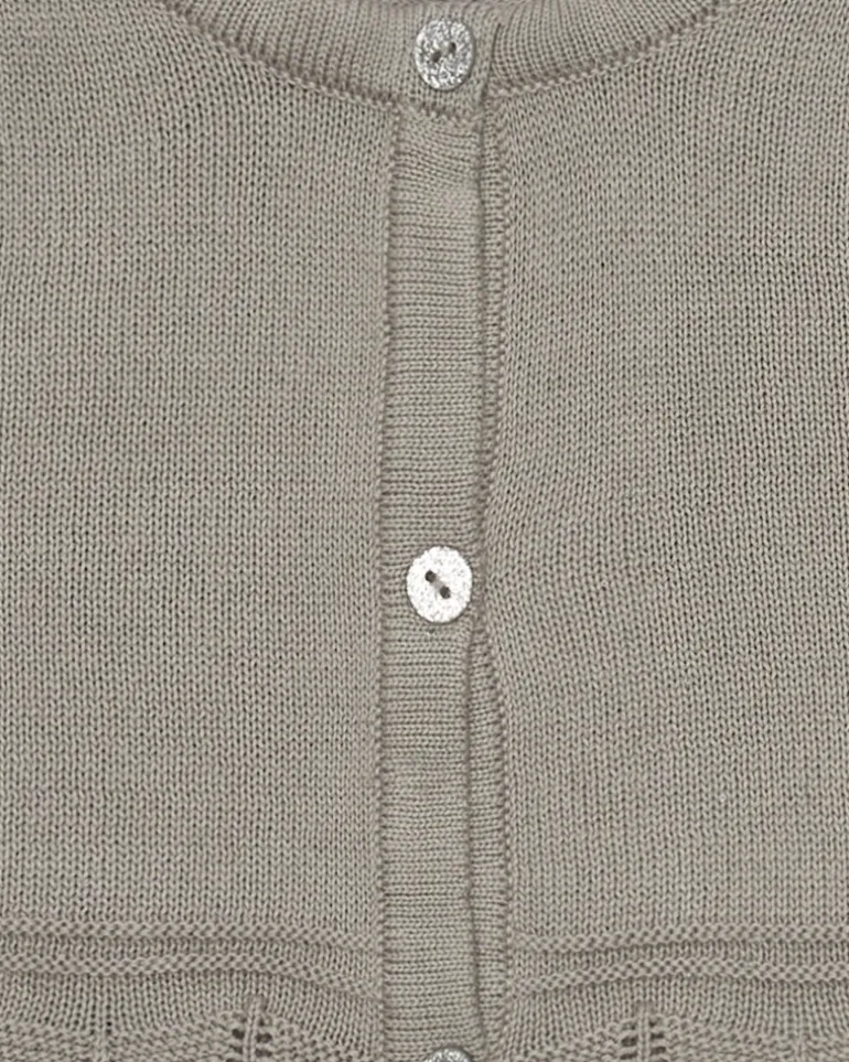 Veste beige en tricot pour fille avec boutons brillants