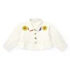 Veste blanche en toile pour fille avec boutons et volant inférieur