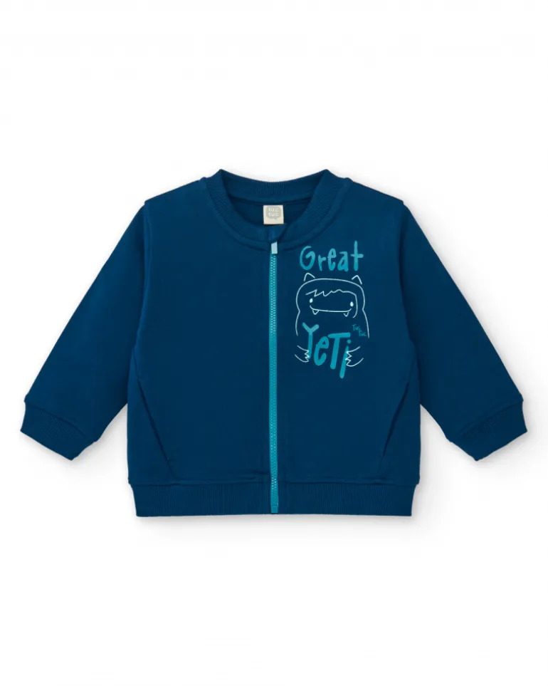 Veste bleu marine à imprimé Yéti pour garçon de la collection Freezy