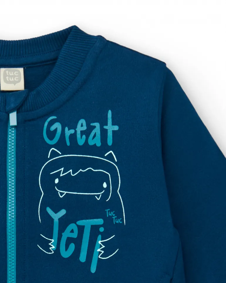 Veste bleu marine à imprimé Yéti pour garçon de la collection Freezy