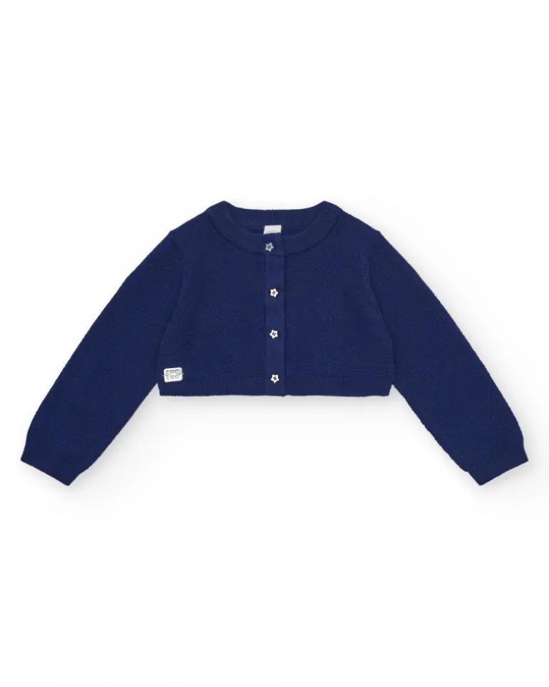Veste bleu marine pour fille avec boutons en forme d’