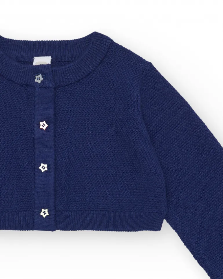 Veste bleu marine pour fille avec boutons en forme d’