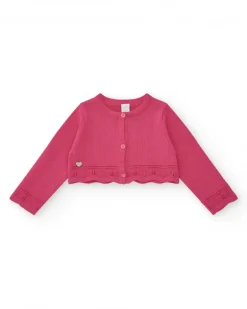 Veste courte rose pour fille avec applique métallique