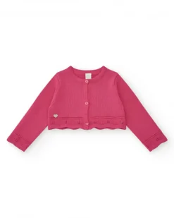 Veste courte rose pour fille avec applique métallique