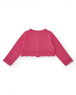 Veste courte rose pour fille avec applique métallique