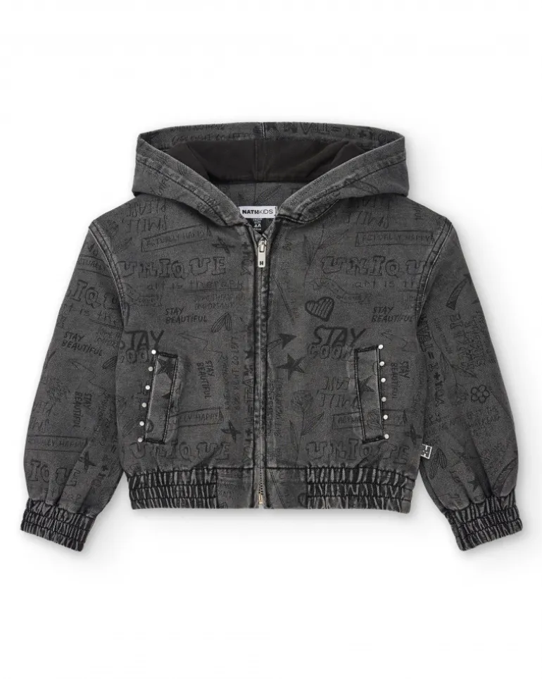 Veste en jean à capuche imprimée collection Rebel Dreamers