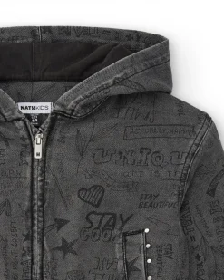 Veste en jean à capuche imprimée collection Rebel Dreamers