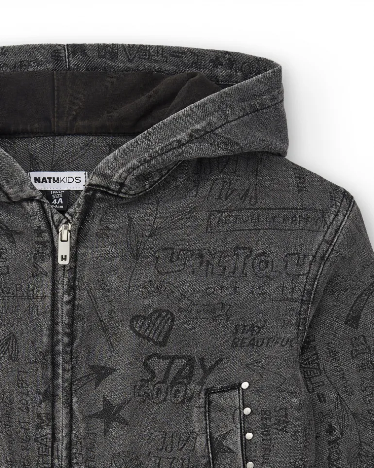 Veste en jean à capuche imprimée collection Rebel Dreamers