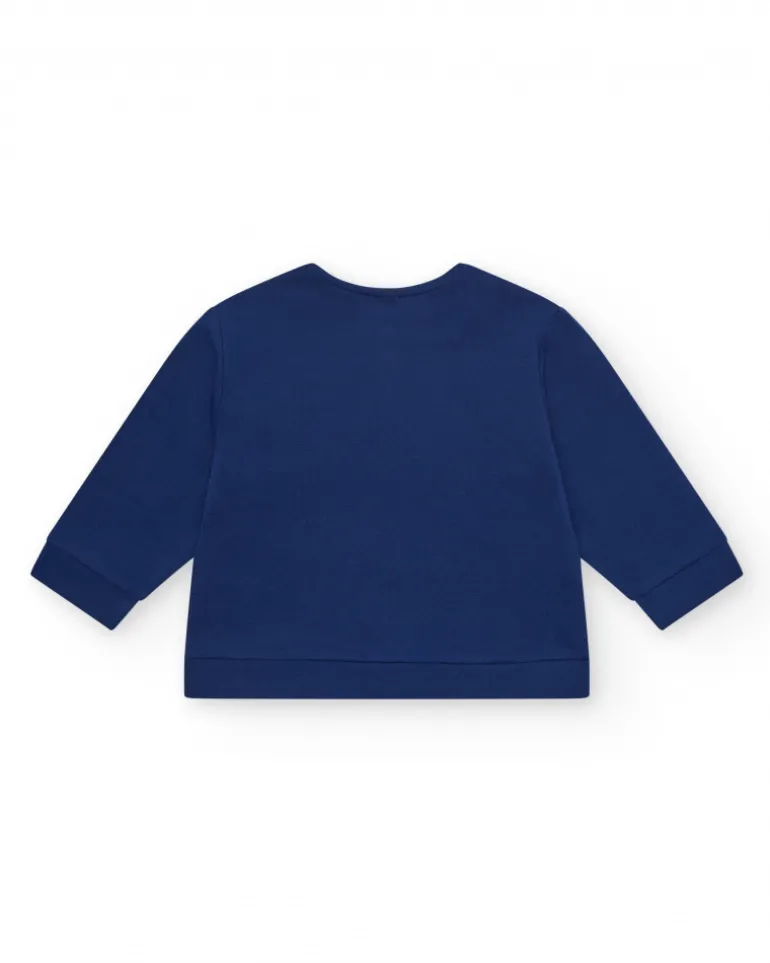 Veste en polaire bleue pour fille avec appliques de fleurs et fermeture éclair