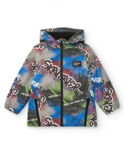 Veste garçon à capuche et imprimé multicolore collection Skater Life
