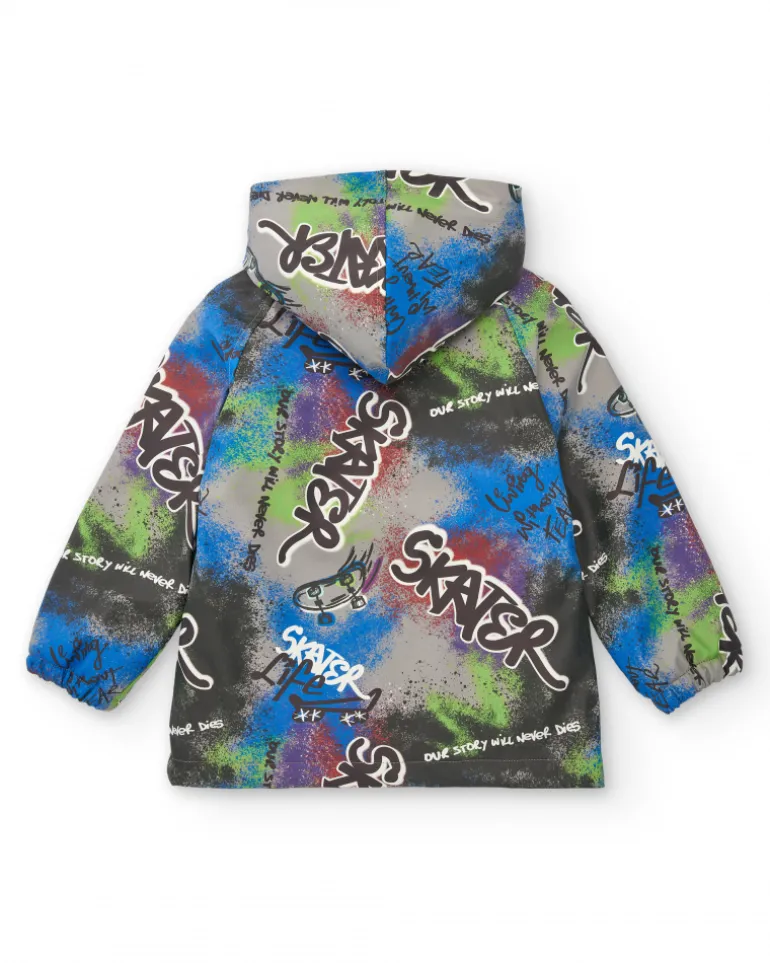 Veste garçon à capuche et imprimé multicolore collection Skater Life