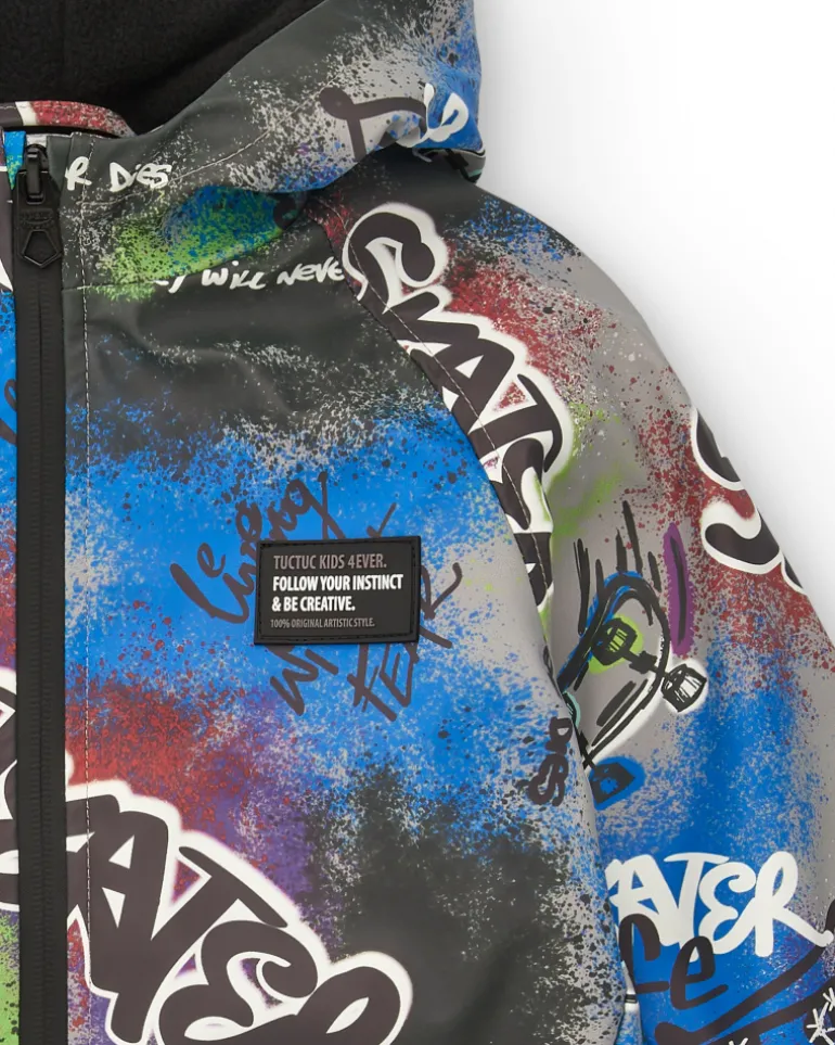 Veste garçon à capuche et imprimé multicolore collection Skater Life