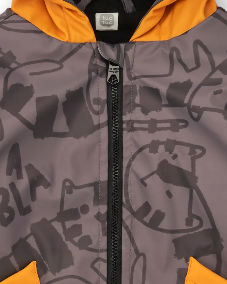 Veste imperméable grise à capuche tigre garçon collection Cartoon Calling