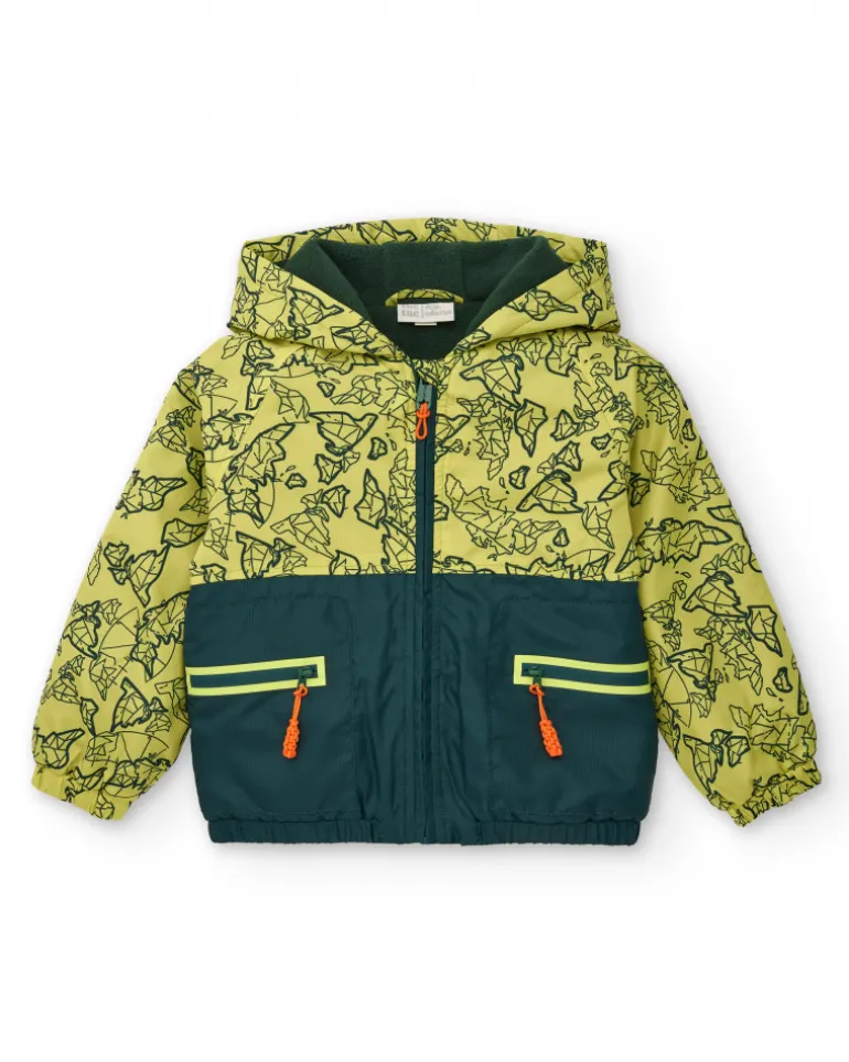 Veste imperméable pour garçon verte à motif géométrique collection Soulvivor