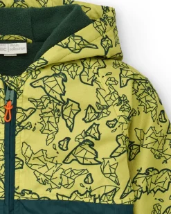 Veste imperméable pour garçon verte à motif géométrique collection Soulvivor