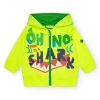 Veste jaune pour garçon avec requin et phrase