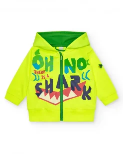 Veste jaune pour garçon avec requin et phrase