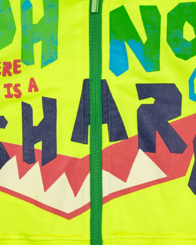 Veste jaune pour garçon avec requin et phrase