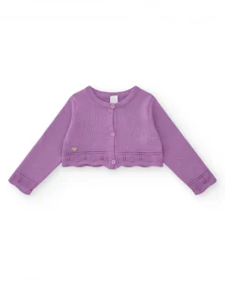 Veste lilas pour fille avec boutons et détails