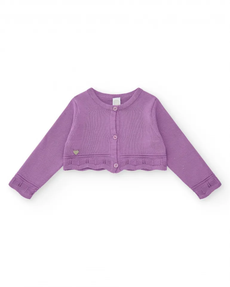 Veste lilas pour fille avec boutons et détails