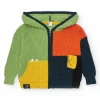 Veste multicolore en tricot pour garçon avec capuche et fermeture éclair