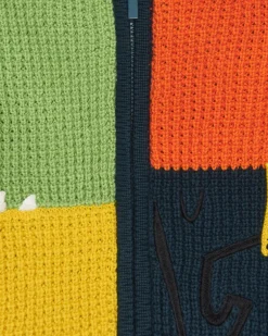 Veste multicolore en tricot pour garçon avec capuche et fermeture éclair