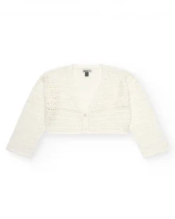 Veste pour fille en blanc avec boutons.