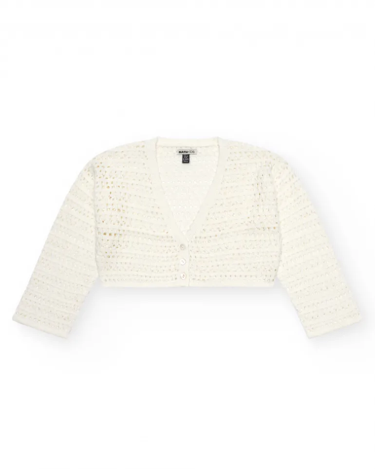 Veste pour fille en blanc avec boutons.