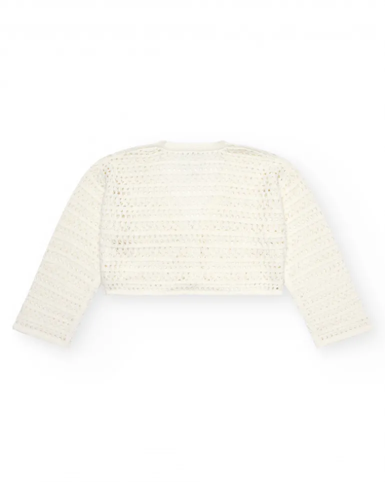 Veste pour fille en blanc avec boutons.
